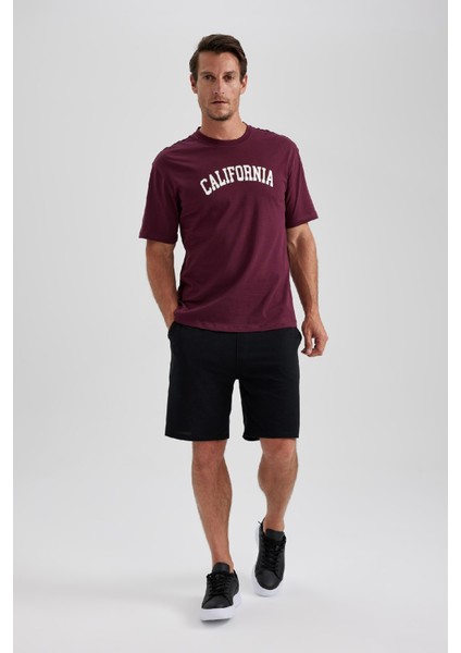 %100 Pamuk Regular Fit Bisiklet Yaka Baskılı Kısa Kollu Tişört B0656AXNS