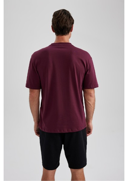 %100 Pamuk Regular Fit Bisiklet Yaka Baskılı Kısa Kollu Tişört B0656AXNS