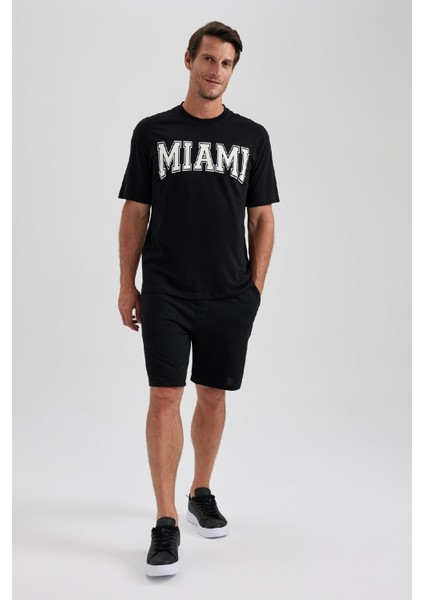 Regular Fit Bisiklet Yaka Baskılı Kısa Kollu Tişört B0656AXNS