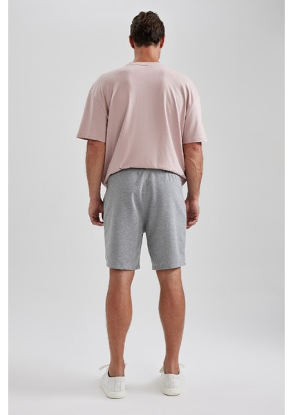 Erkek Gri Regular Fit Düz Kesim Basic Düz Şort B0650AXNS