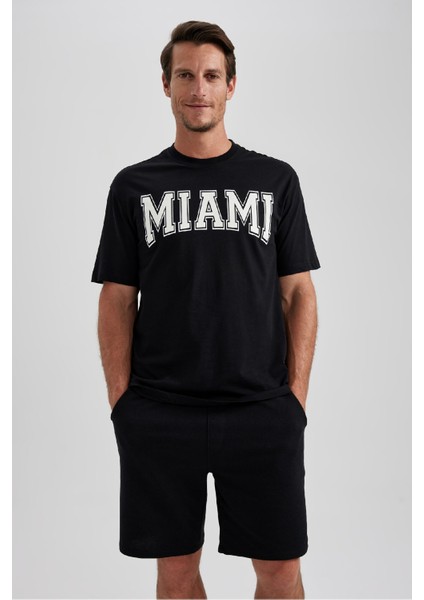 %100 Pamuk Regular Fit Bisiklet Yaka Baskılı Kısa Kollu Tişört B0656AXNS