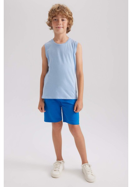 Erkek Çocuk Bisiklet Yaka Basic Düz Atlet B0669A8NS