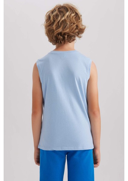 Erkek Çocuk Bisiklet Yaka Basic Düz Atlet B0669A8NS