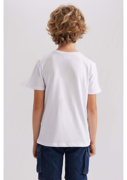 Erkek Çocuk Bisiklet Yaka Basic Düz Kısa Kollu Tişört B0667A8NS