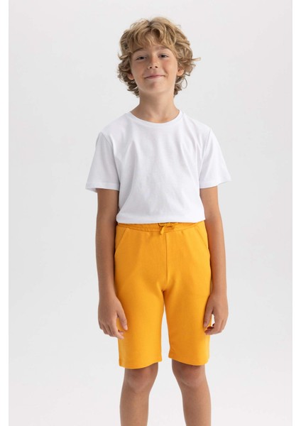 Erkek Çocuk Sarı Regular Fit Sweatshirt Kumaşı Şort B0900A8NS