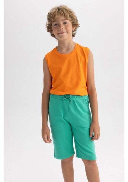 Erkek Çocuk Yeşil Regular Fit Sweatshirt Kumaşı Şort B0900A8NS