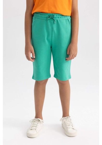 Erkek Çocuk Yeşil Regular Fit Sweatshirt Kumaşı Şort B0900A8NS