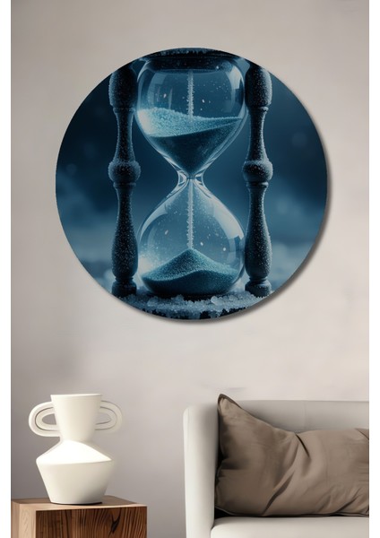 Buzlu Kum Saati Zamanı Durduran Güzellik Dekoratif Ahşap Ev/işyeri/ofis Yuvarlak Tablo