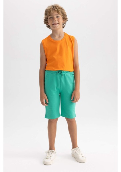 Erkek Çocuk Yeşil Regular Fit Sweatshirt Kumaşı Şort B0900A8NS