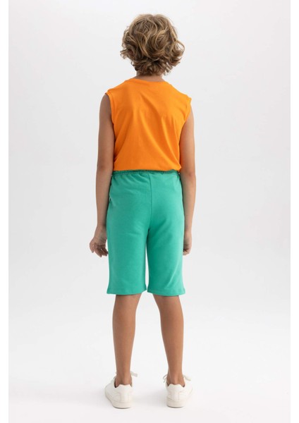 Erkek Çocuk Yeşil Regular Fit Sweatshirt Kumaşı Şort B0900A8NS