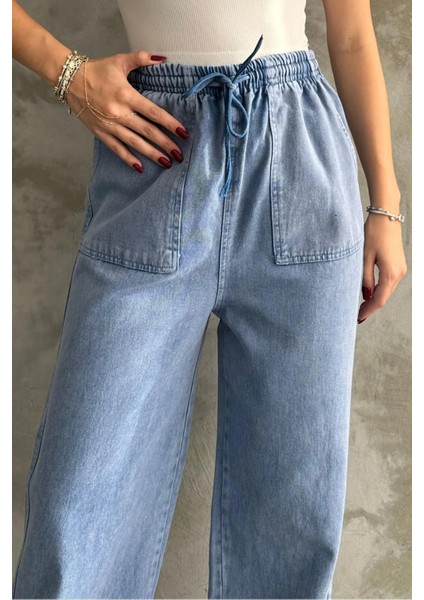 4572 Kadın Parça Boya Palazzo Pantolon Mavi fiyatları