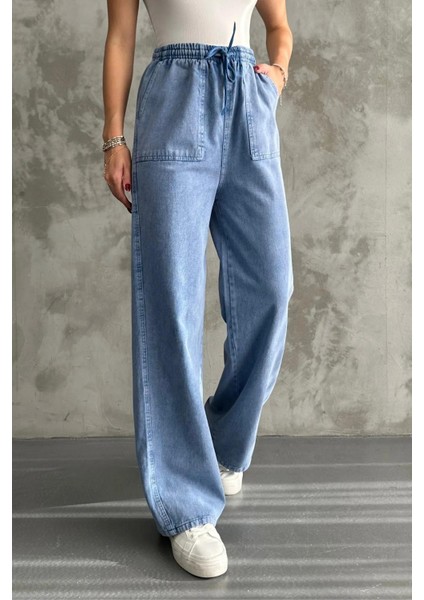 4572 Kadın Parça Boya Palazzo Pantolon Mavi indirimleri