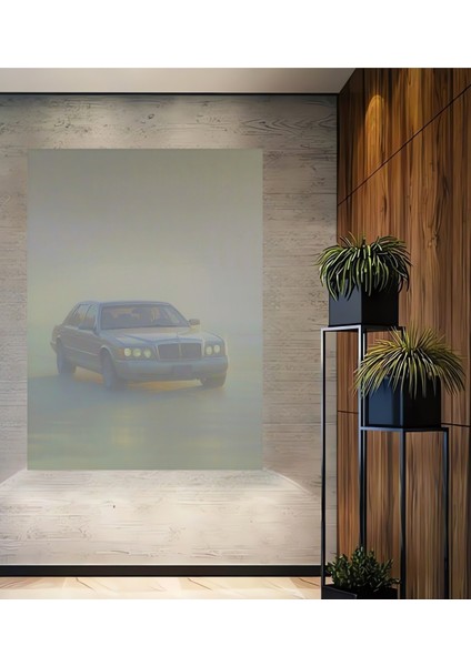 Retro Mercedes Yağlı Boya Görünümlü Dekoratif Ahşap Ev/işyeri/ofis Kare Tablo