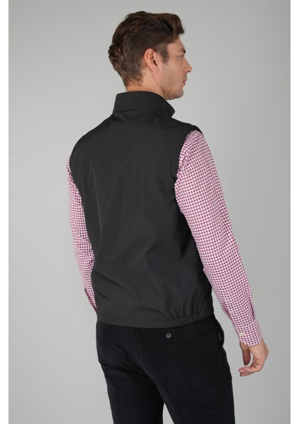 Siyah Polo Yaka Cepli Polyester Kışlık Erkek Yelek YLK24K24001_D99 fiyatları