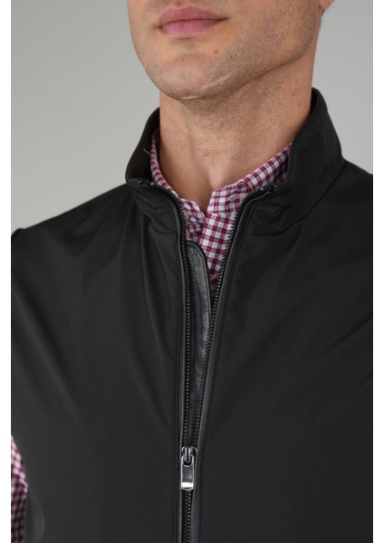 Siyah Polo Yaka Cepli Polyester Kışlık Erkek Yelek YLK24K24001_D99 modelleri