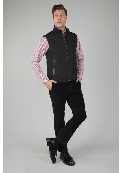 Siyah Polo Yaka Cepli Polyester Kışlık Erkek Yelek YLK24K24001_D99 indirimleri