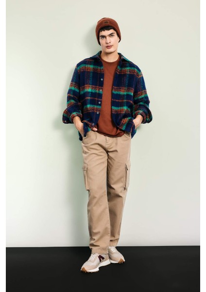 Polo Yaka Düğmeli Kareli Gömlek Ceket A7995AX23WN