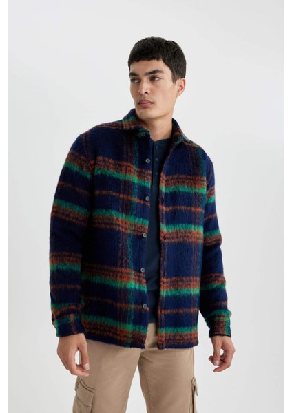 Polo Yaka Düğmeli Kareli Gömlek Ceket A7995AX23WN