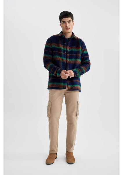 Polo Yaka Düğmeli Kareli Gömlek Ceket A7995AX23WN