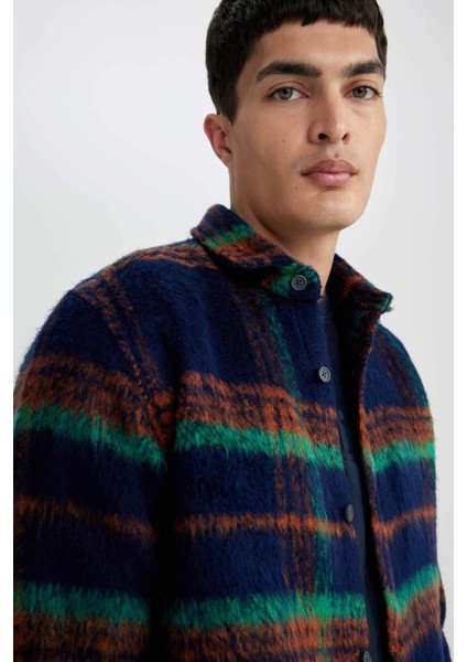 Polo Yaka Düğmeli Kareli Gömlek Ceket A7995AX23WN