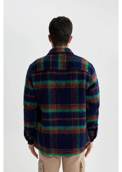 Polo Yaka Düğmeli Kareli Gömlek Ceket A7995AX23WN