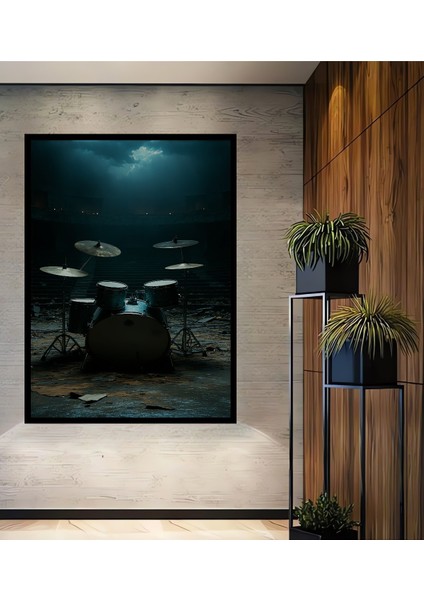 Çerçeve Görünümlü Sahne Tozu Davul Rüyası Yağlı Boya Görünümlü Dekoratif Ahşap Ofis Kare Tablo