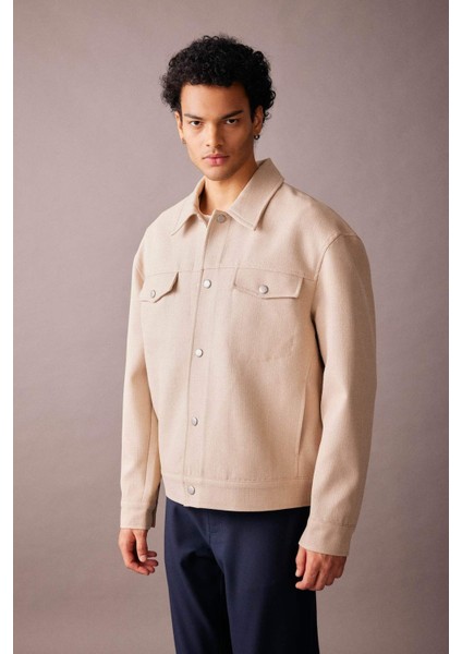 Relax Fit Ceket Polo Yaka Pamuk Astarlı Çıtçıtlı Mevsimlik Hafif A9800AX23AU