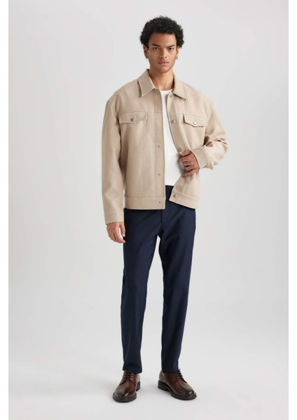 Relax Fit Ceket Polo Yaka Pamuk Astarlı Çıtçıtlı Mevsimlik Hafif A9800AX23AU