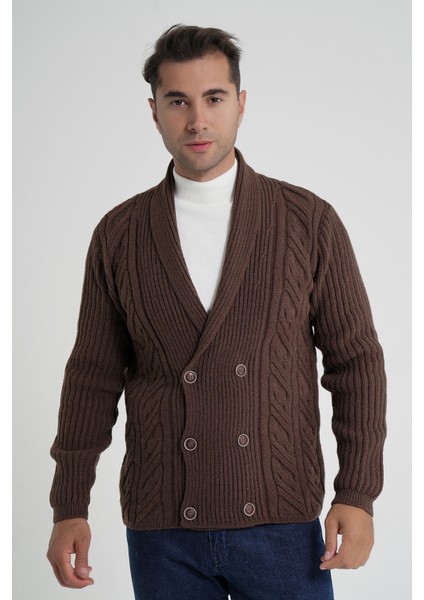 Erkek Şal Yaka Altı Düğmeli Kruvaze Yün Ceket Hırka TRIST-5353 fiyatları