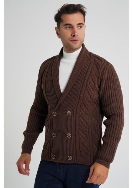 Erkek Şal Yaka Altı Düğmeli Kruvaze Yün Ceket Hırka TRIST-5353 modelleri