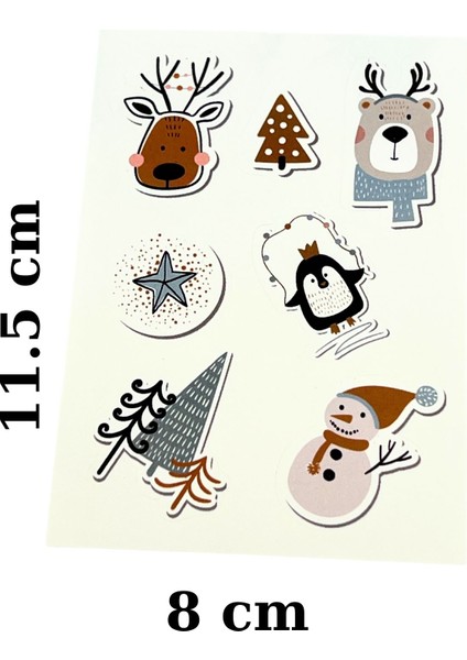 Yılbaşı Sticker Seti – Kardan Adam, Geyik, Çam Ağacı ve Noel Temalı Etiketler