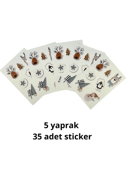 Yılbaşı Sticker Seti – Kardan Adam, Geyik, Çam Ağacı ve Noel Temalı Etiketler fiyatları
