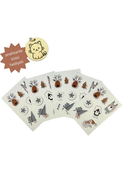 Yılbaşı Sticker Seti – Kardan Adam, Geyik, Çam Ağacı ve Noel Temalı Etiketler modelleri