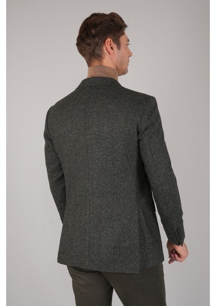 Comfort Fit Haki Mono Yaka Çift Yırtmaçlı 6 Drop Erkek Ipek Yün Ceket PCK24K24207_D49 fiyatları
