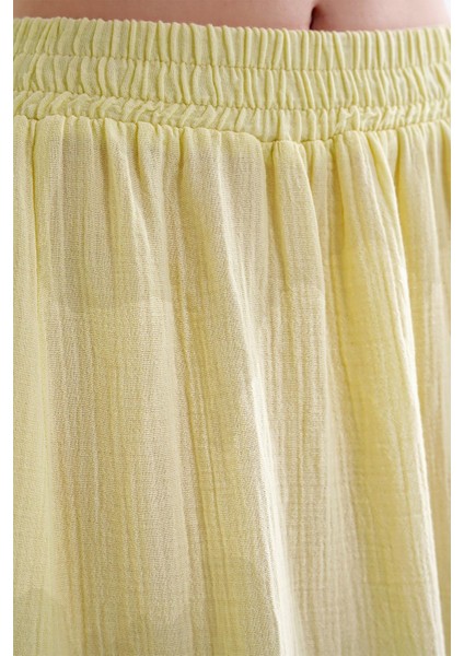 4567 Kadın Fırfırlı Uzun Müslin Etek Pastel Sarısı fırsatları