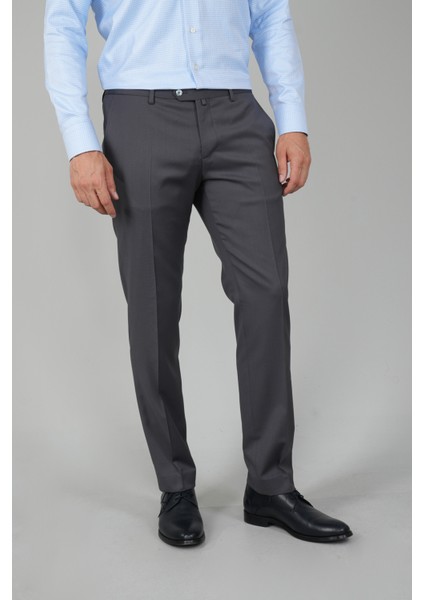 Gri Yün Dokuma Erkek Klasik Pantolon PPNK25YNOS001_D55