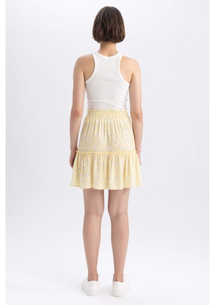 Desenli Krinkıl Viskon Mini Etek