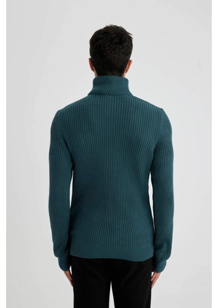 Standart Fit Dik Yaka Yarım Fermuarlı Selanik Kumaş Triko Kazak A9511AX23WN