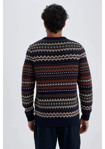 Desenli Bisiklet Yaka Triko Kazak T8648AZ23WN