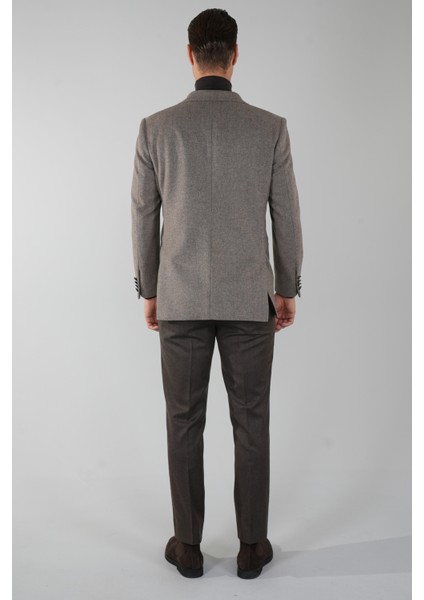 Comfort Fit Bej Mono Yaka Çift Yırtmaçlı 6 Drop Yün Polyester Erkek Ceket PCK24K24209_D07 fiyatları