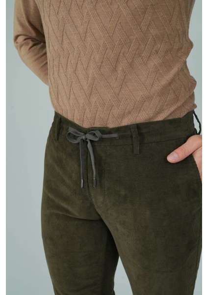 Haki Kadife Pamuklu Likralı Esnek Rahat Jagger Erkek Pantolon PNS24K24009_D49 modelleri