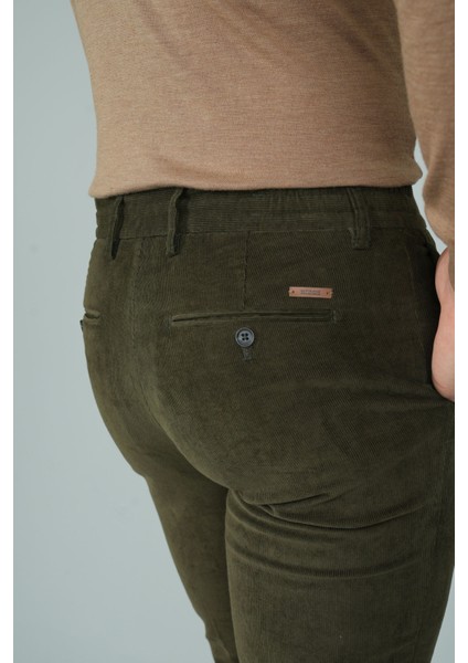 Haki Kadife Pamuklu Likralı Esnek Rahat Jagger Erkek Pantolon PNS24K24009_D49 fırsatları