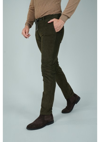 Haki Kadife Pamuklu Likralı Esnek Rahat Jagger Erkek Pantolon PNS24K24009_D49 indirimleri