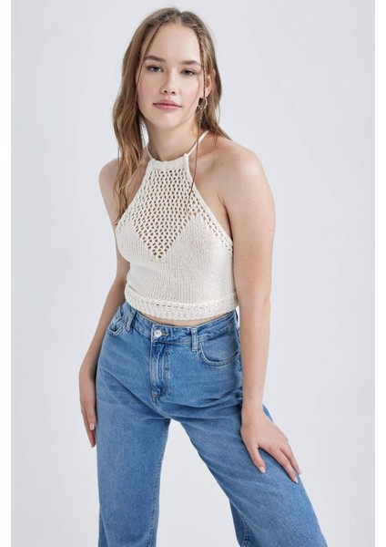 Coool Regular Fit Halter Yaka Kroşe Triko Atlet B1261AX23HS