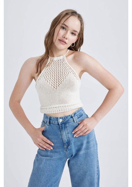 Coool Regular Fit Halter Yaka Kroşe Triko Atlet B1261AX23HS