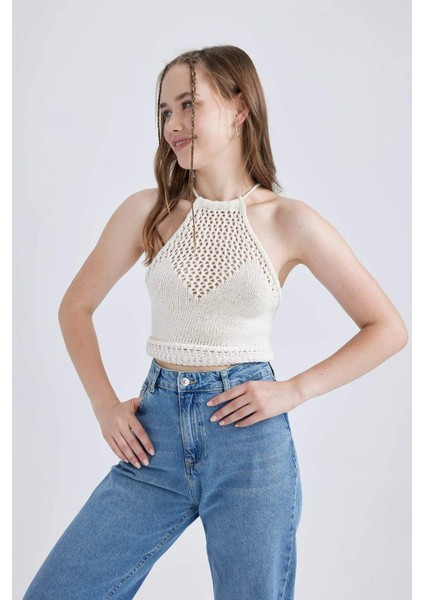 Coool Regular Fit Halter Yaka Kroşe Triko Atlet B1261AX23HS