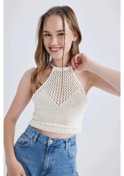 Coool Regular Fit Halter Yaka Kroşe Triko Atlet B1261AX23HS