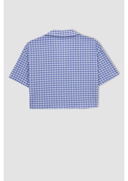 Coool Oversize Pijama Yaka Krinkıl Pötikareli Kısa Kollu Gömlek B1857AX23HS
