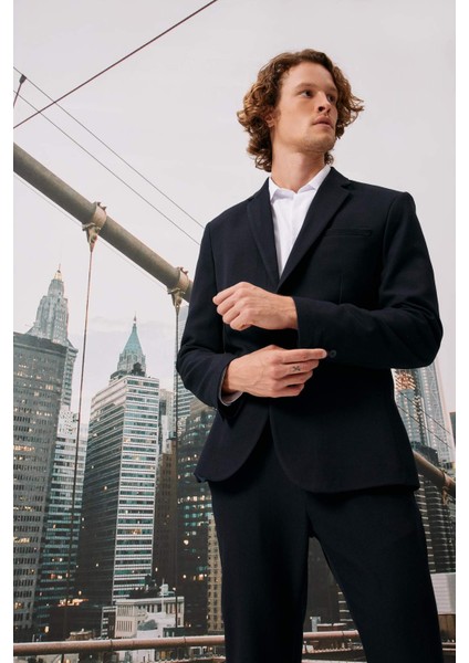Slim Fit Dar Kesim Astarlı Düğmeli Basic Düz Blazer Ceket Z8053AZ23AU
