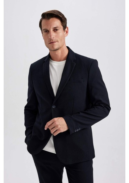 Slim Fit Dar Kesim Astarlı Düğmeli Basic Düz Blazer Ceket Z8053AZ23AU